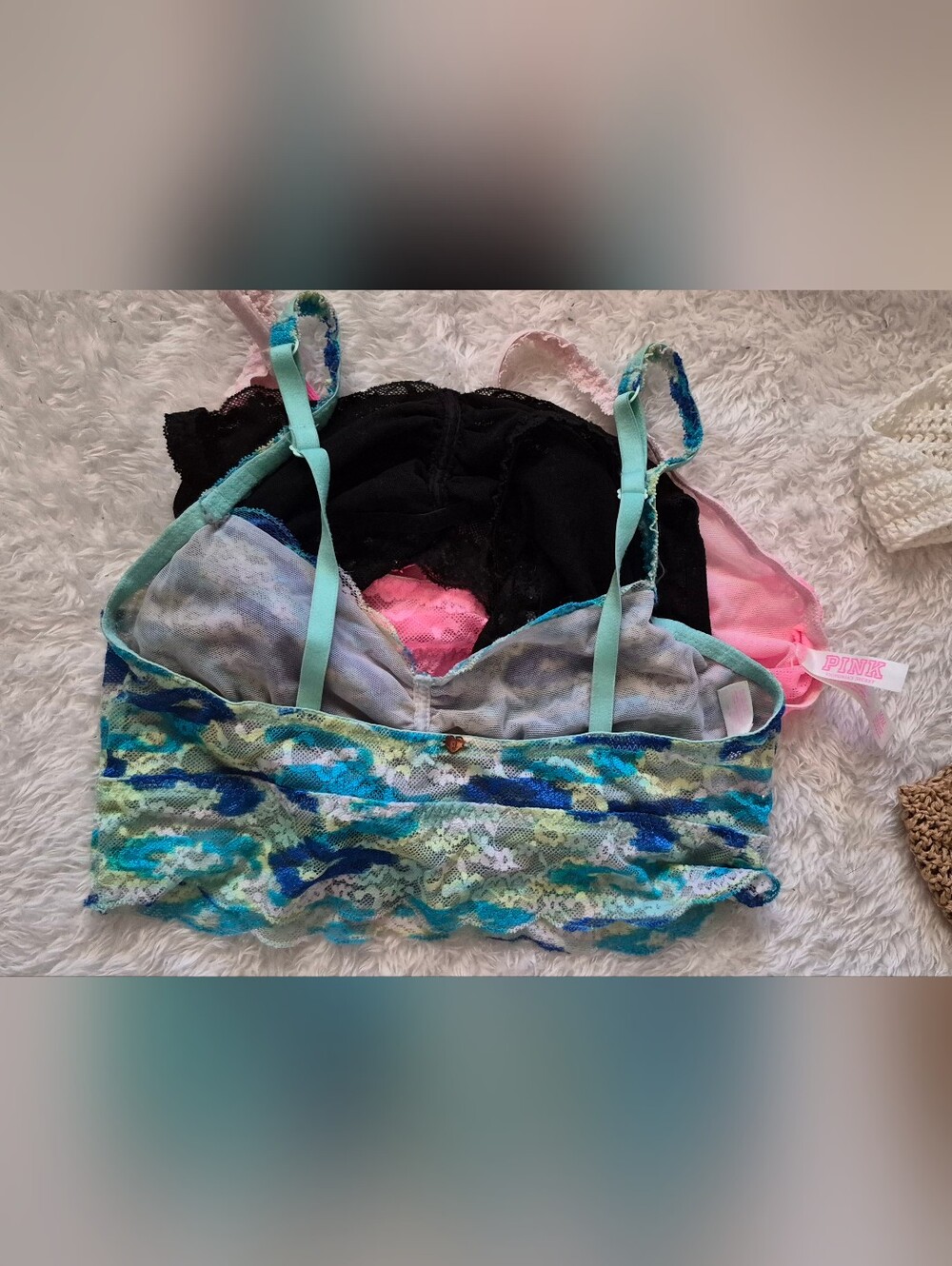 PINK Victoria's Secret Lace Bandeau - With Two Small Girls Tank Tops.